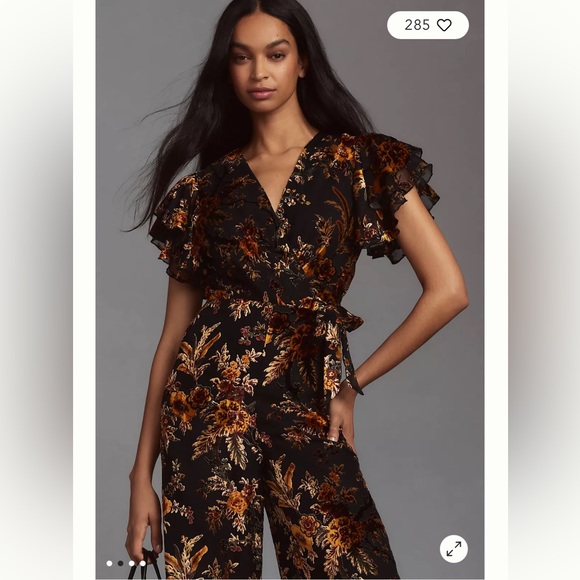 Anthropologie NWT HUTCH FLORAL WRAP-FRONT JUMPSUIT size 2. - Picture 2 of 9